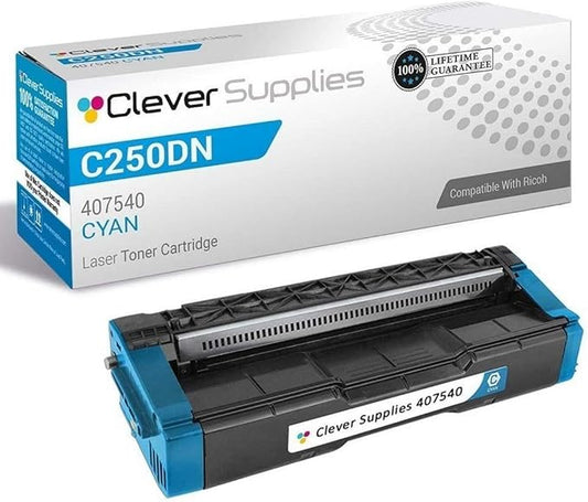 CS Replacement Toner Cartridge Compatible with Ricoh C250DN 407540 Cyan Color Laser Aficio SP C250DN Aficio SP C250SF Cyan