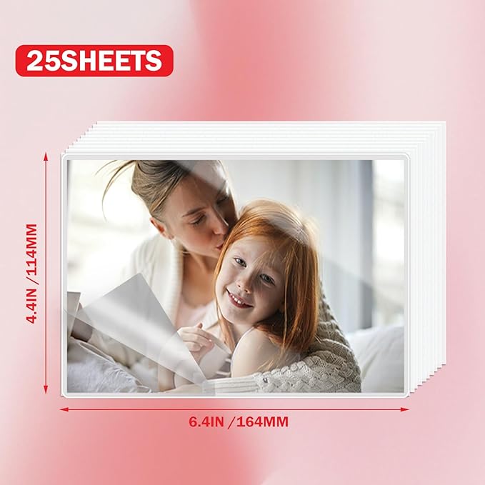 25 Pack Self-Sealing Laminating Pouches 4x6 Inch,10 Mil Self Adhesive Lamination Pouches,Waterproof Photo No Heat Laminating Sheets No Laminator Machine Need