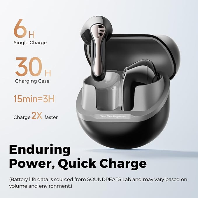 SoundPEATS Air5 Lite Wireless Earbuds with Hi Res Audio, Bluetooth 5.4 Semi in Ear Earphones, 13mm Drivers, LDAC Codec, ENC Noise Cancelling Headphones for Calls, Stereo Sound, 30 Hrs Fast Charge