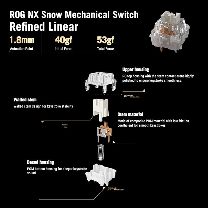 ASUS ROG Strix Scope II Wired Full Size Gaming Keyboard, 100% Layout Ergonomic Mechanical Keyboard with Pre-lubed ROG NX Snow Switches, PBT Doubleshot Keycaps, Streaming Hotkeys and Intuitive Controls