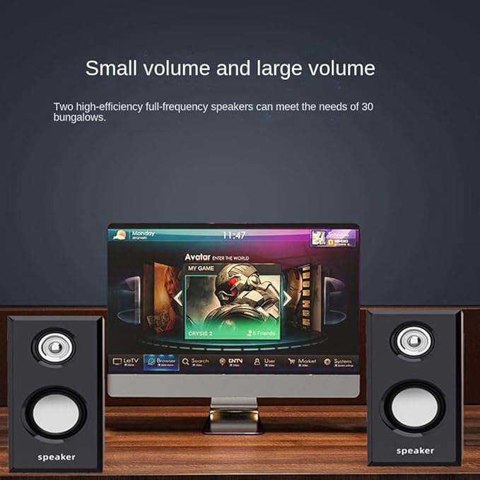 Aimery Computer Speaker Wooden Speaker Monitor TV PC Laptop Desktop Speakers for Desk Top Wired Speakers Plug in USB Dual Speaker HiFi