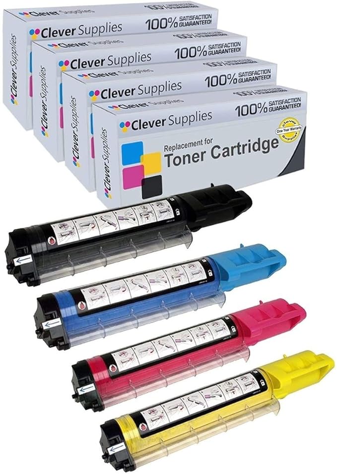 CS Replacement Toner Cartridge Compatible with Dell 3010 341-3568 Black 341-3571 Cyan 341-3569 Yellow 341-3570 Magenta 3010cn 4 Color Set