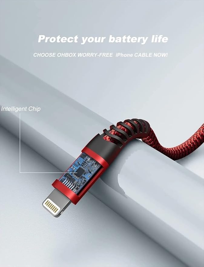 USB to Lightning Cable 6FT, 3Pack iPhone Charger Fast Charging, Heavy Duty iPhone Cables Braided Fast iPhone Charging Cord Compatible with iPhone 14 13 12 11 Pro Max XR XS X 8 7 6 Plus iPad and More