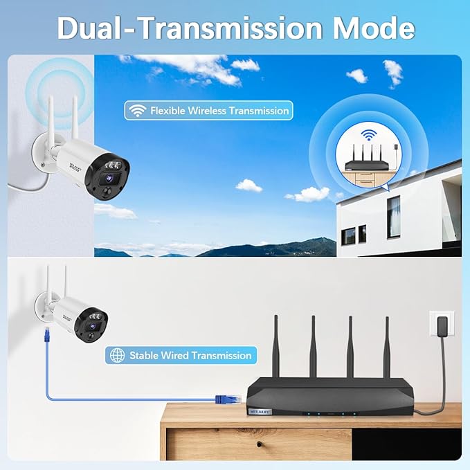 【90ft Super Night Vision】 5MP Outdoor Wireless Security Camera System, Wireless Cameras for Home Security, Home Video Security Cameras, WiFi Surveillance DVR Kits