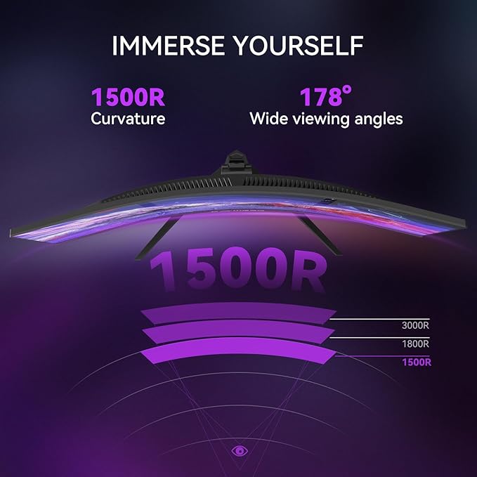 34 Inch Ultrawide Curved Monitor Gaming,21:9 WQHD 3440x1440p 165Hz Monitor with RGB Backlight,PIP/PBP,127% sRGB,Crosshair/Timer/FPS/RTS,FreeSync HDMI 2.0 x2 & DP1.4 x 2