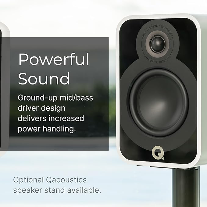 Q Acoustics 5010 Compact Bookshelf Speakers Pair Holme Oak - 4.5" Mid/Bass Driver, 1" Tweeter - Stereo System for Home Theater Entertainment Center, Surround Sound TV/Record Player