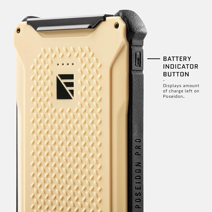 Dark Energy Poseidon Pro Indestructible Portable Charger | USB-A and USB-C Connectors, Ultra-Durable Armorflex, Long Lasting Battery, 10,000 mAh | Signature Series Plugs, Desert Tan