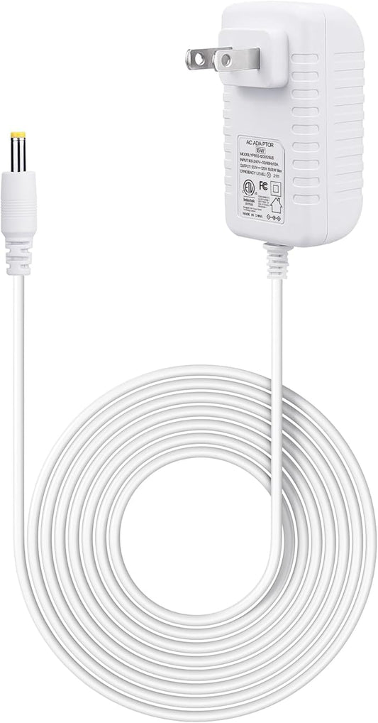 15W Power Cord Adapter for Echo Spot Smart Clock & Pop Smart Speaker - White Wall Charger Plug Long Cable, 5ft