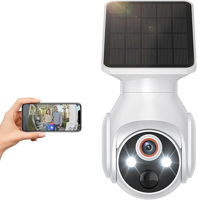 Solar-Powered 1080p Battery Camera, Security Cameras Wireless Outdoor for Home Surveillance, AI Human Detection, Cloud Storage (Sold Separately), 2.4G WiFi Only, Color Night Vision (WiFi)