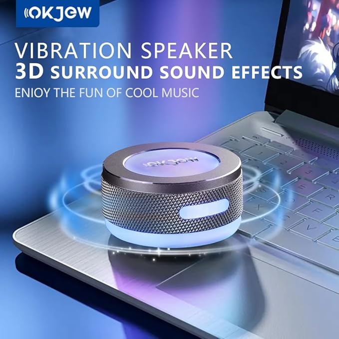 Wireless Bone Conduction Speaker, Bluetooth Vibrating Speakers with Colorful LED Lights, Portable Surface-Adsorption Speaker for Unique Sound Effects, Ideal for Home, Outdoor, and Party Use