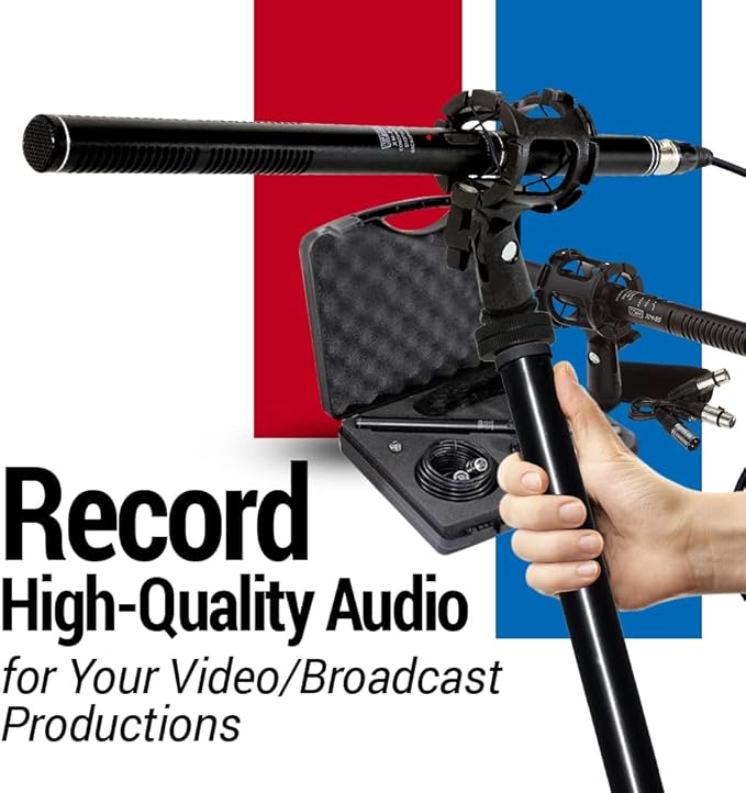 VidPro XM-55 13-Piece Professional Video & Broadcast Unidirectional Condenser Shotgun Microphone Kit - Complete Set Includes 2 Mounts Adapters Cables and More Perfect for Indoor and Outdoor Recording
