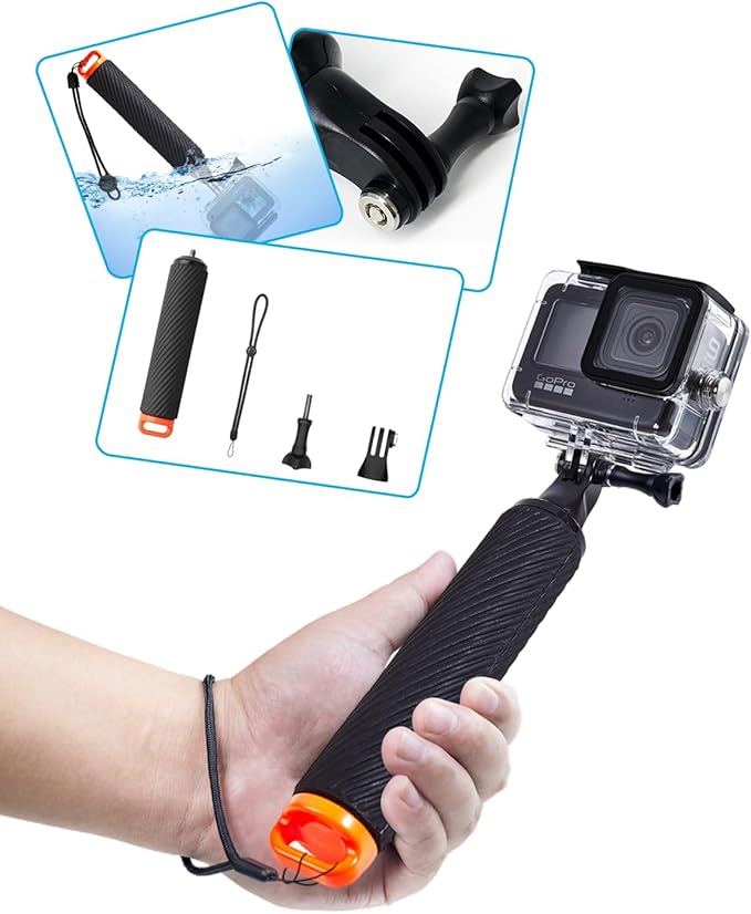Waterproof House Case with Dive Filters Set and Floating Hand Grip for Gopro Hero 9/10/11/12, Under Water Protective Case Support 60M / 197 FT Deep Diving