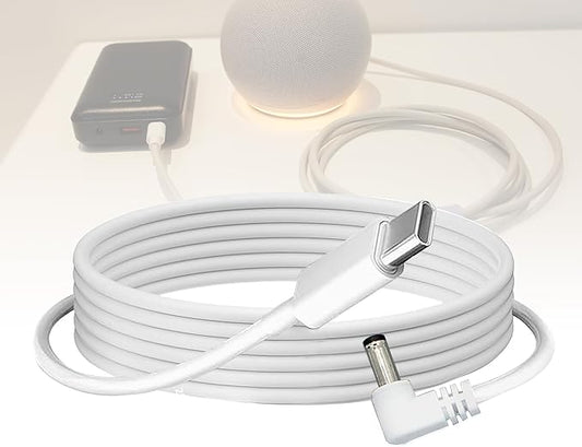 USB C to DC Charger Adapter for Echo Dot 3rd/4th Gen, Echo Dot 3rd/4th Gen with Clock Kids,Echo Spot (White)