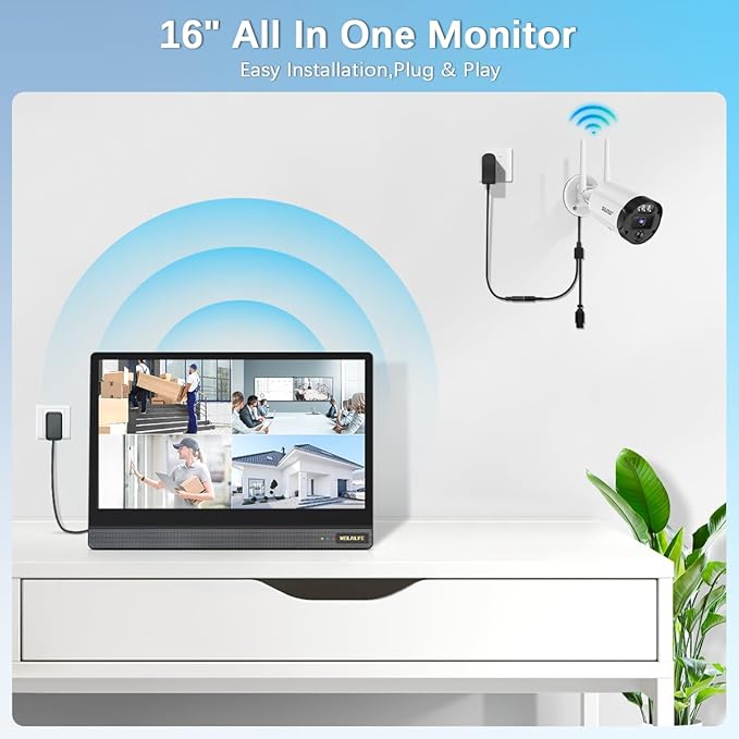【All-in-One Security System】 5MP Outdoor Wireless Security Camera System, Home WiFi Video Security Cameras Systems, Surveillance DVR Kits