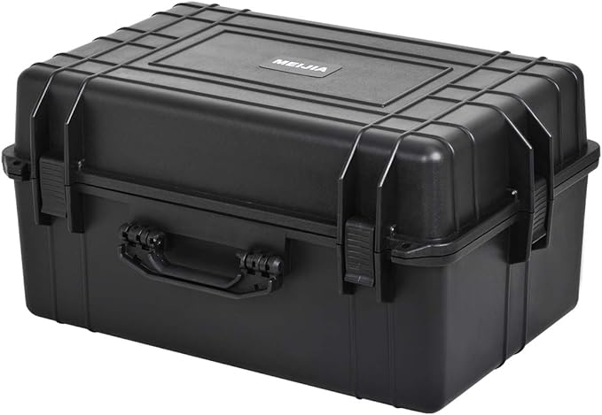 MEIJIA All Weather Waterproof Hard Camera Case,Hard Case with Customizable Fit Foam,Fit Use of Drones,Camera,Equipments,Pistols,Elegant Black (Black, 24.01"x16.92"X12.2")