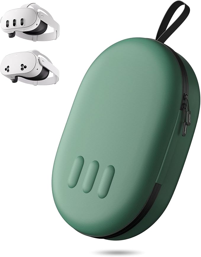 annapro Carrying Case for Meta Quest 3S/Quest 3/3S Xbox Edition/Vision Pro, Compatible with Battery Elite Strap, Controllers Accessories, Hard Shell Case and Superior Protection for Travel, Green