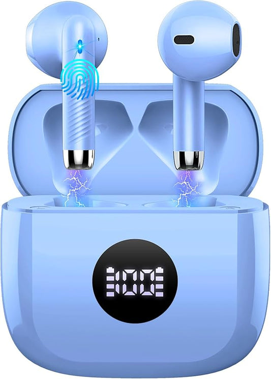 Wireless Earbuds Bluetooth 5.4 , Ear Buds LED Power Display Headphones 6D Stereo, Bluetooth Earbuds in-Ear Noise Cancelling Mic, 40H Playback Mini Case IP7 Waterproof Sports Earphones for Android iOS