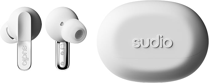 sudio N3 Pro Wireless Earbuds – Active Noise Cancelling (ANC), 30-Hour Playtime, Sweat & Splashproof, Eco-Friendly Design with Recycled Materials, Comfortable Fit, Premium Metallic Finish (White)