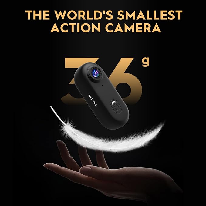 4K Thumb Action Camera, 128GB Wearable Mini Body Cam, with Magnetic Accessories, High Battery Capacity for 2H Vedio Time, Fit for Vlogging, Biking, Diving, Animals Recording