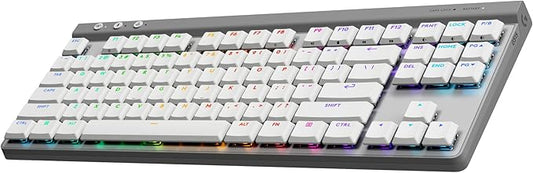 Logitech G515 Lightspeed TKL Low Profile Wireless Gaming Keyboard, LIGHTSYNC RGB, Thin Tenkeyless Design, Double-Shot PBT Keycaps, Linear (Red) Mechanical Switches - White