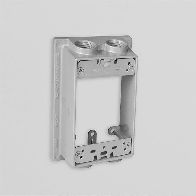 TayMac SE450S Weatherproof Box Extension, 1-Gang, (4) 1/2-Inch Outlets, Gray