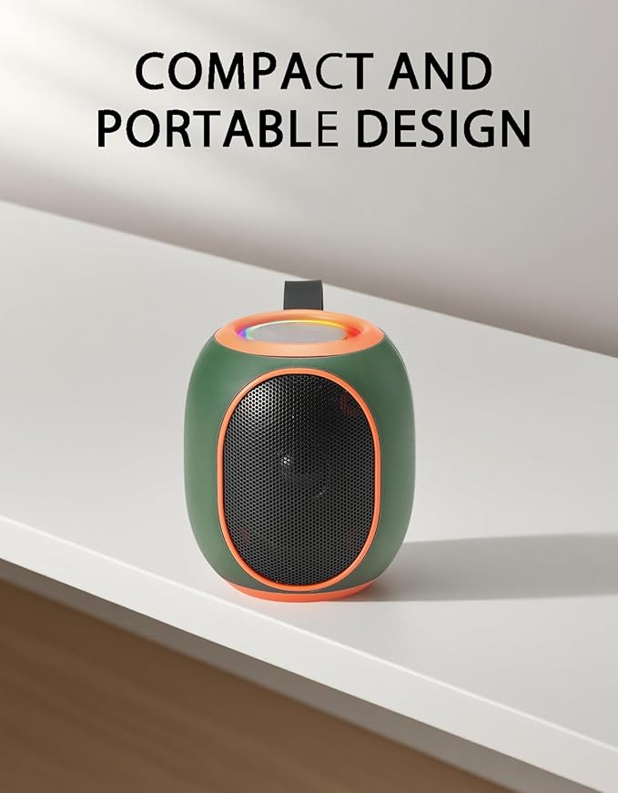 WS-338 Mini Bluetooth Replica Speaker – Portable HD Sound with LED Ring Light, Built-in Microphone, USB/TF Support, Surprise Gift for Music Lovers(Green Orange)