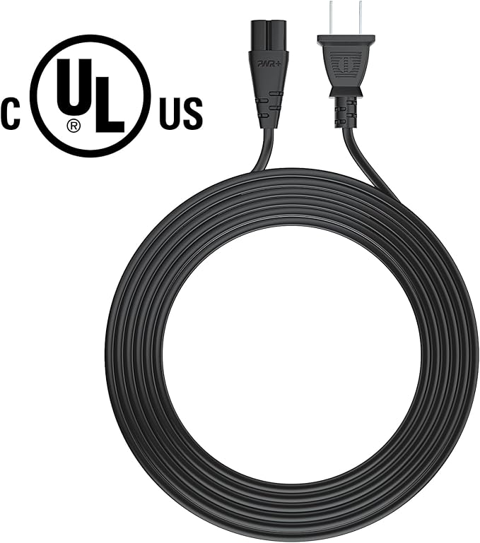 Tv Power Cord 12Ft Cable for Samsung LG TCL Sony: Apple Tv Insignia Sharp Toshiba JVC Hisense 4k 8k UHD Crystal Tizen Smart Roku Google Quantum Panasonic HDR LED QLED 2 Prong UL Listed