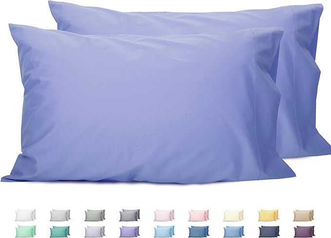Sunflower Queen Pillowcases Set of 2, 100% Cotton Queen Size Pillow Cases 2, 20×30 inches Purplish Blue, Soft and Breathable