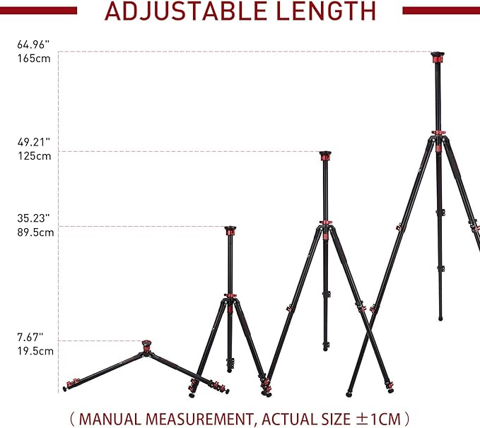 IFOOTAGE Camera Tripod Professional Standard,Heavy Duty,Flexible Stable 360° Ball Head,Centre Column Release for Low Position,Max Payload 6kg,65"/165cm TA6S