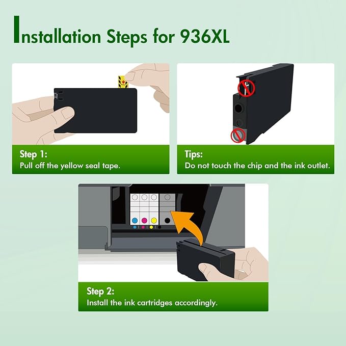 936XL 936e Ink Cartridges Combo Pack: Replacement for HP 936XL 936 Combo Pack for HP OfficeJet Pro 9120e Series 9125e 9122e 9128e 9120b 9130b 9130e 9135e 9730e Printer（4 Pack）