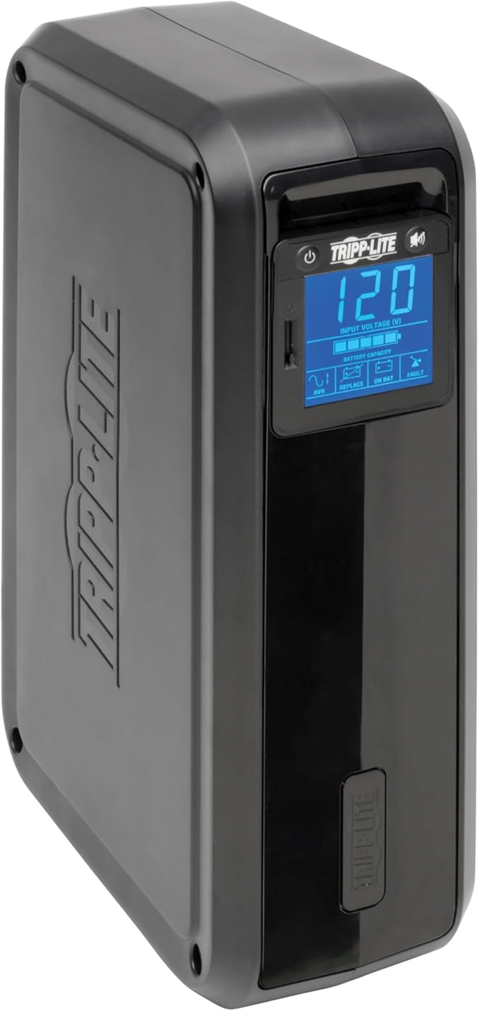 Tripp Lite 1000VA Smart UPS Battery Back Up, 500W Tower, 8 Outlets, LCD Display, AVR, USB, Tel / DSL / Coax Protection, 3 Year Warranty & $250,000 Insurance (SMART1000LCD) Black