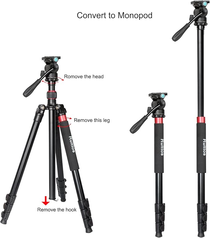Camera Tripod, 70" Video Tripod with Fluid Head, Aluminum Heavy Duty Tripod with Carry Bag, Professional Camera Tripods & Monopods, Compatible with Canon, Sony, DSLR, Camcorder (TM70-FB1)