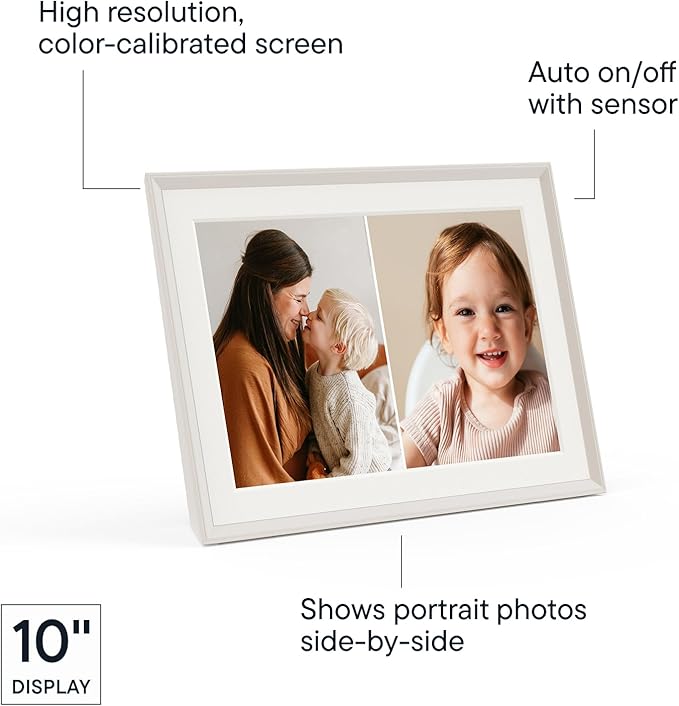 Aura Carver 10.1" WiFi Digital Picture Frame | The Best Digital Frame for Gifting | Send Photos from Your Phone | Quick, Easy Setup in Aura App | Free Unlimited Storage | (Clay with White Mat)