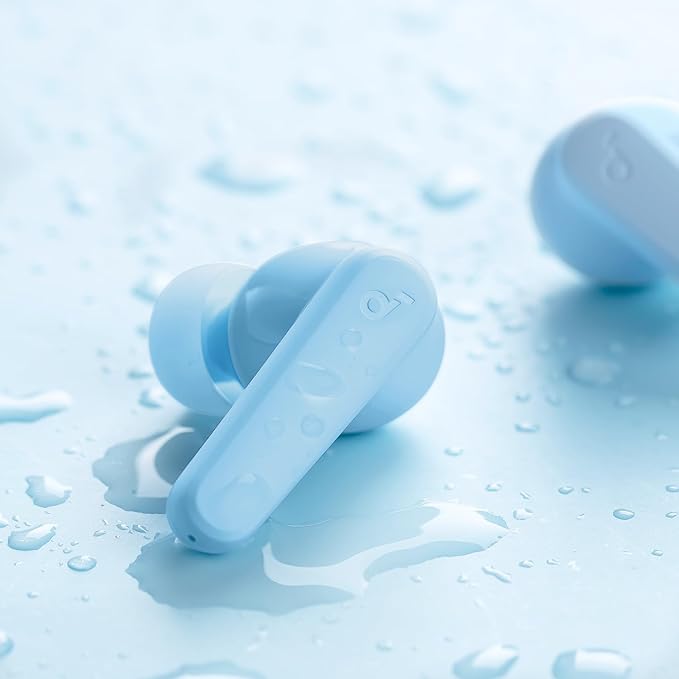 Soundcore by Anker P20i True Wireless Earbuds, 10mm Drivers with Big Bass, Bluetooth 5.3, 30H Long Playtime, Water-Resistant, 2 Mics for AI Clear Calls, 22 Preset EQs, Customization (Light Blue)