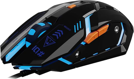 EWEADN G10 Wired Gaming Mouse, Computer Mouse with RGB Backlit, 3200 DPI Adjustable, Quiet Clicks, Ergonomic Mouses with 6 Buttons and 4.2FT Cord, USB Mouse for PC/Win/Laptop, Black
