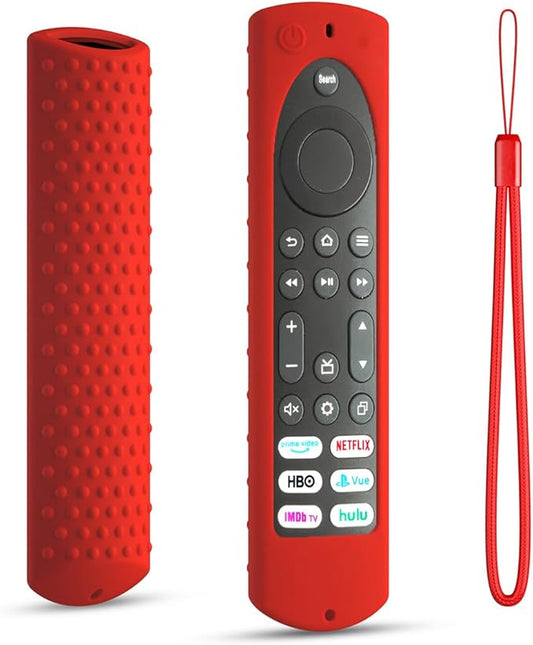 6.2 Inch Silicone Cover for Amazon Universal Toshiba FireTVs Remote Case Compatible with 6 Shortcut Buttons Remote/Fire TV Stick 4K Max 2nd Anti-Slip Case Sleeve(Red)
