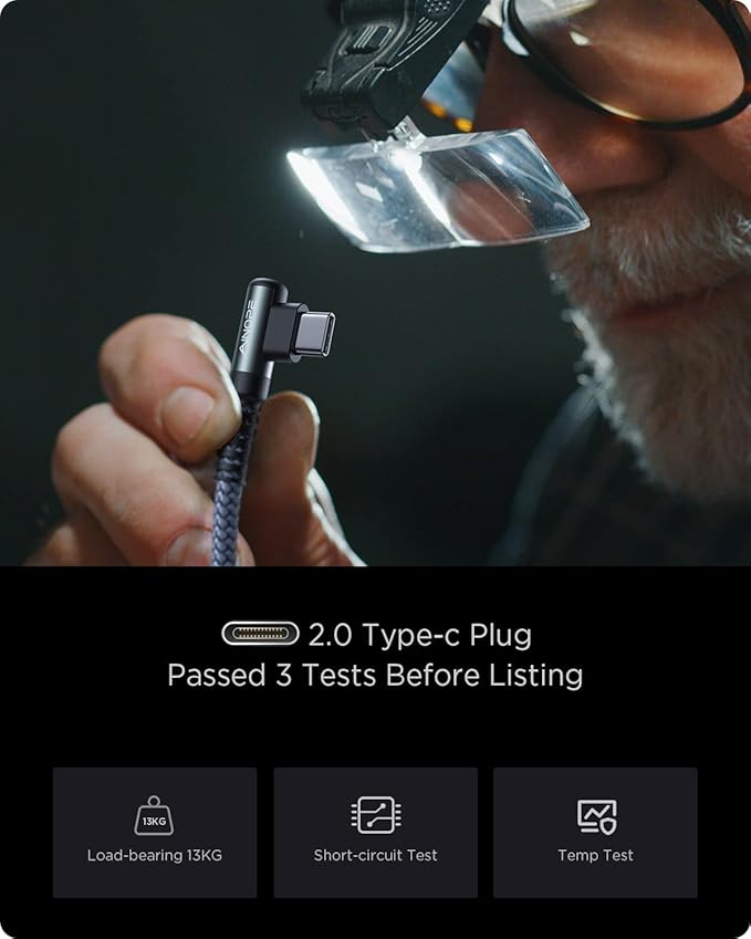 AINOPE Short USB C to USB C Cable 1.5FT 1 Pack 60W Fast Charging Nylon Braided Type C Cable for iPhone 15 Pro Max Plus Samsung Power Bank Travel Essentials