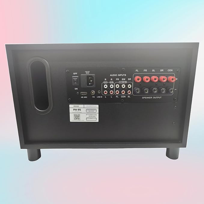 5.1 Channel Home Theater System with 10" Subwoofer, Bluetooth,5 Speakers, Remote, Radio, RCA- Perfect for Movies, Music, Karaoke