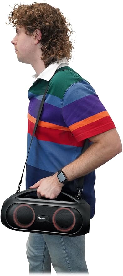 Rockville GO Party MAX BASS Large 70W Portable LED Bluetooth Speaker, Deep Bass, Wireless Link, IPX5 Water Resistant, for Parties and Outdoor Events