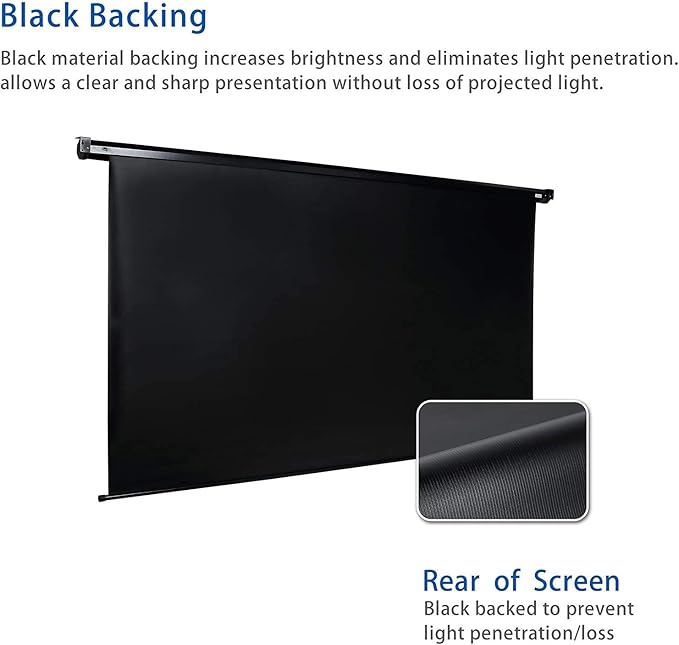 Kayle 120" Motorized Projector Screen Electric Diagonal Automatic Projection 16:9 HD Movies Screen for Home Theater Presentation Education Outdoor Indoor W/Wireless Remote, Wall/Ceiling Mount (Black)