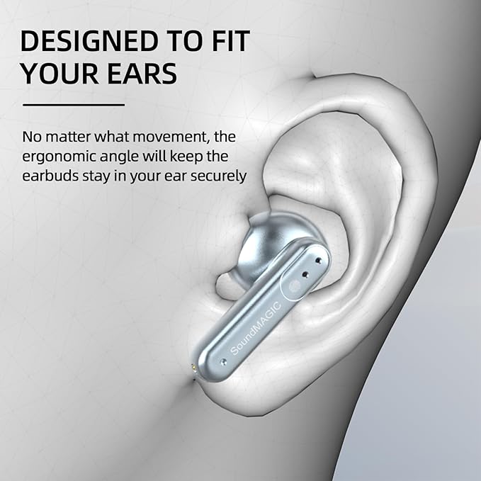 SoundMAGIC T80BT ANC True Wireless Earbuds with Hi-Res Audio,Hibrid Active Noise Cancelling, ENC Call Clarity, 20H Playtime, IPX5 Waterproof, Ultra-Comfy Fit for Sports/Work/Gaming (Blue)