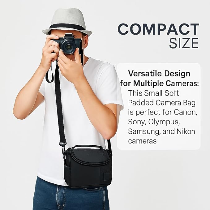 Acuvar Small Soft Padded Camera Bag for Canon, Sony, Olympus, & Samsung, DSLR Camera Bag Small, Camera Equipment Carrying Case, Gadget Bag With Shoulder Strap, Lightweight Case, Crossbody Camera Case