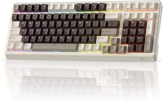 RK ROYAL KLUDGE F99 Wireless Mechanical Keyboard with Numper Pad, Tri-Mode Hot Swappable 95%100 Keys Gaming Keyboard BT/2.4G/USB-C, Pro Software, 5000mAh Battery, Customed Tactile Switches