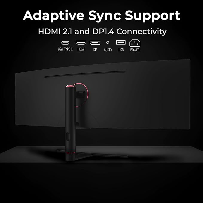 Deco Gear 49" Curved Ultrawide 5K Gaming Monitor, 32:9, 120 Hz, 101% NTSC 100% sRGB, Adjustable, Home Office and Entertainment Workstation