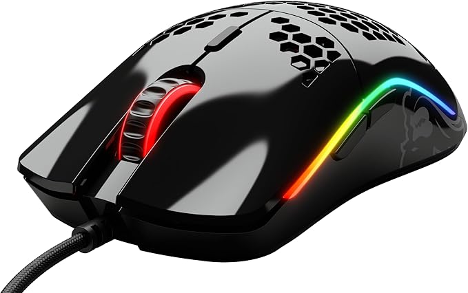 Glorious Model O- (Minus) Compact Wired Gaming Mouse - 58g Superlight Honeycomb Design, RGB, Pixart 3360 Sensor, Ambidextrous, Omron Switches - Glossy Black