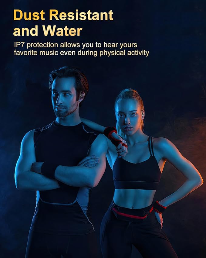 Wireless Earbuds, Bluetooth 5.4 Headphones Sport, Over Ear Buds With ENC Noise Cancelling Mic, 48H, Wireless Earphone With Earhooks, Stereo Deep Bass, IP7 Waterproof ear bud for Workout Running, Black