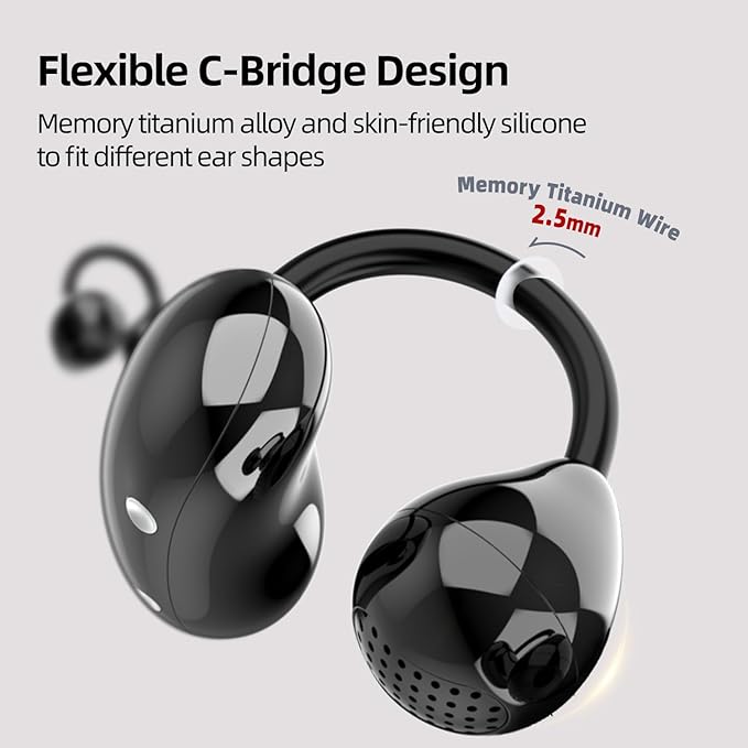 MUZEN Open Ear Headphones, Trickle 4g Lightweight Wireless Bluetooth 5.4 Clip On Earbuds with 38H Playtimes, Fit Comfort Sport Ear Clip Earbuds, Hi-Fi Earphones for Fintness Running Workout