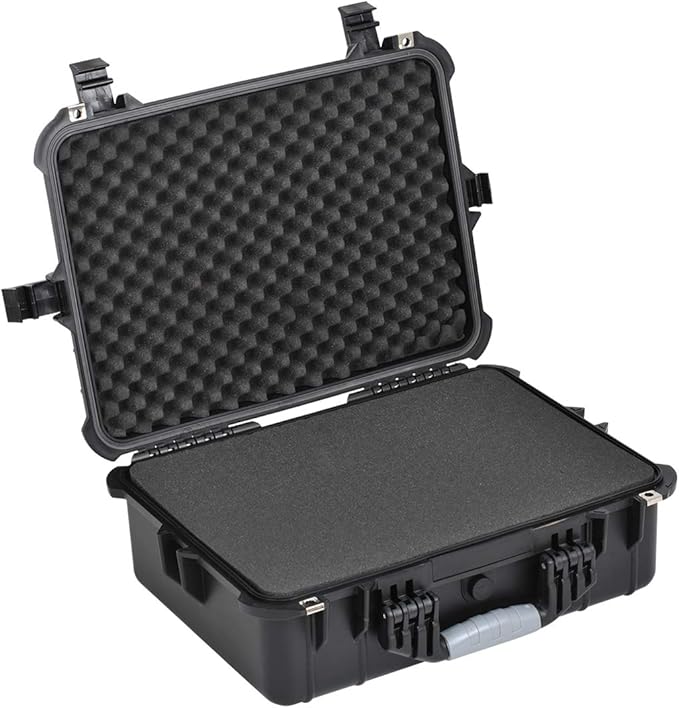 MEIJIA Portable Waterproof Protective Case,Hard Camera Case,Customized Fit Foam Inserted, Elegant Black,Fit for Camera, Equipments, Lens,Drones(Black)