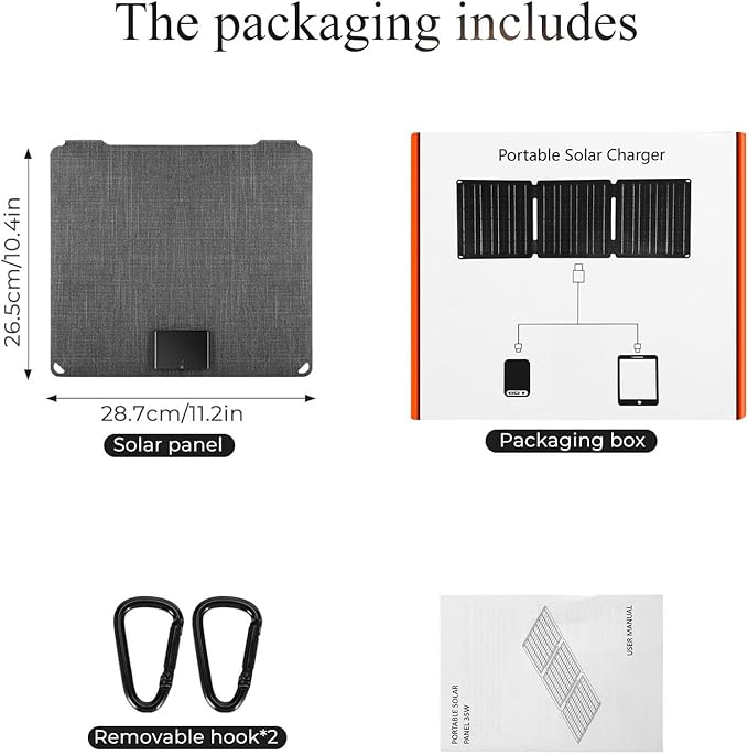 35W Portable Solar Panel Charger QC3.0 USB C Solar Panel Waterproof Dustproof 12v Solar Battery Charger