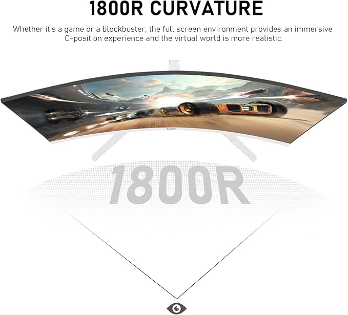 27 Inch PC Computer Screen,1800R Curved Gaming 280Hz Monitors, FHD 1080p 1ms, Freesync, 98% sRGB,178 ° Angle View HDMI2.0、DisplayPort, Compatible with Wall-Mounted 100 * 100MM-White